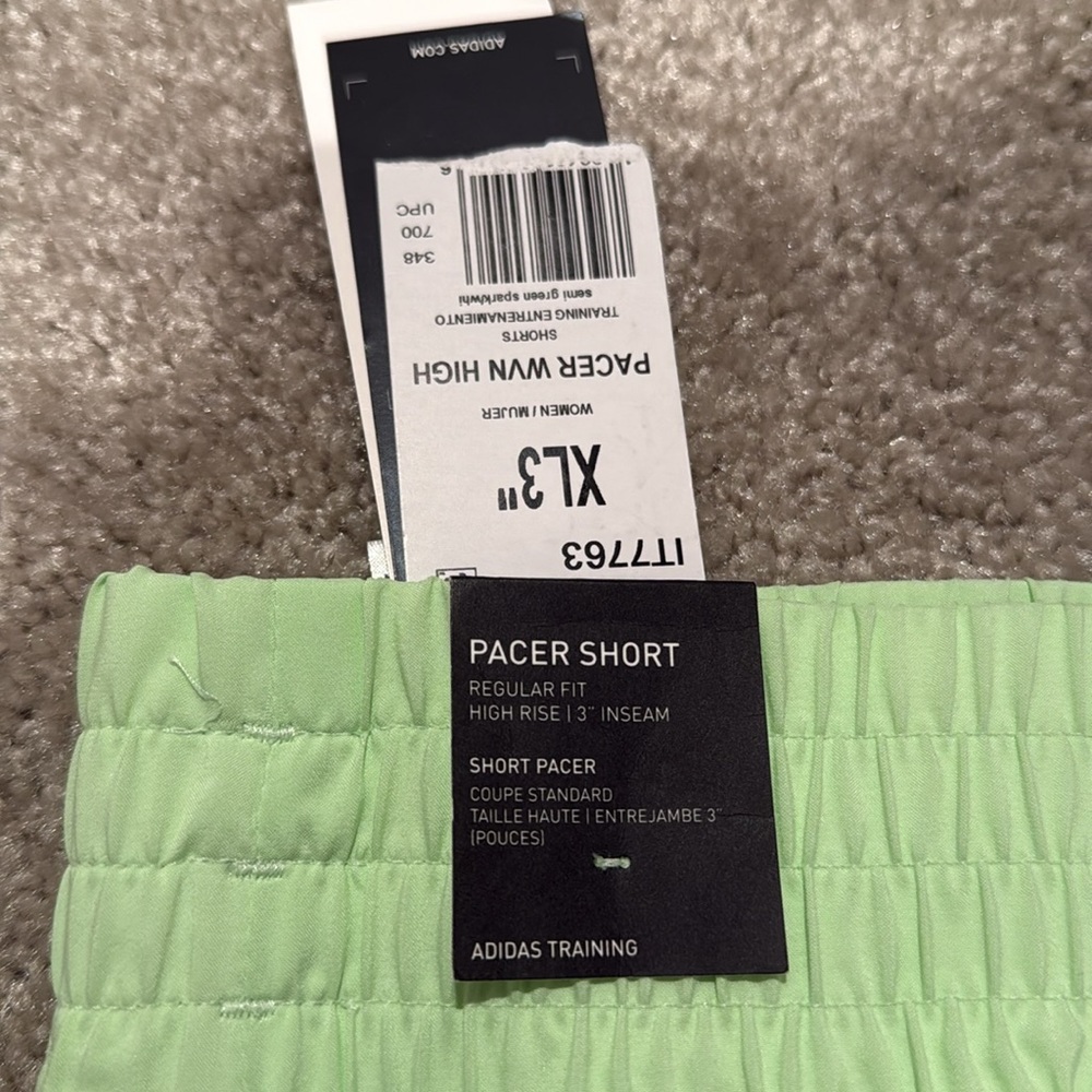 GREEN ADIDAS HIGH RISE SHORTS - Picture 2 of 3